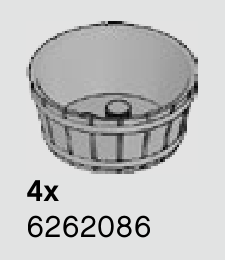 Inventaire LEGO page 443 : quatre demi-tonneaux gris clair 6262086.