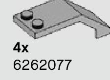 Inventaire LEGO page 443 : quatre pare-brise opaques gris clair 6262077.