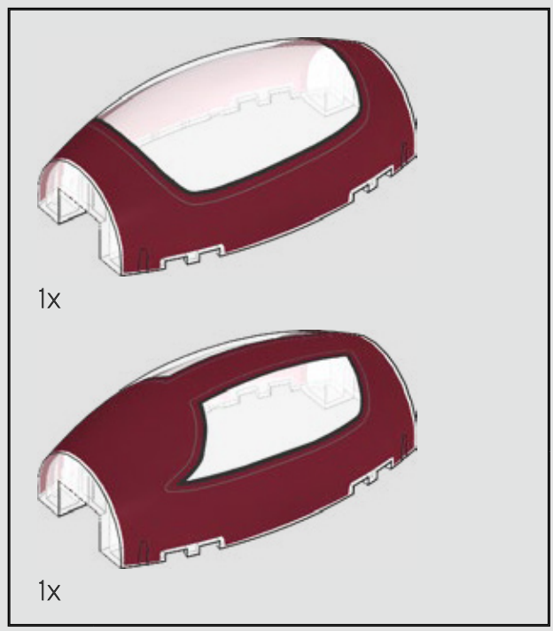 Extrait de la notice LEGO 75309, page 248 : les deux verrières imprimées différentes, une de chaque.