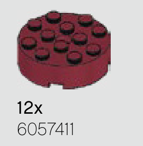 Inventaire officiel LEGO 75309, page 537 : douze briques rondes Dark Red, élément 6057411.