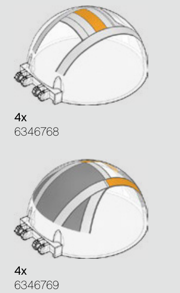 Inventaire officiel LEGO 75309, page 536 : quatre demi-bulles 6346768 et quatre demi-bulles 6346769.