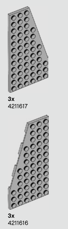 Extrait de l’inventaire officiel LEGO 75315, page 274 : plaques de coque gauche et droite, trois exemplaires de chaque.