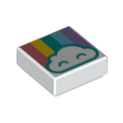 Élément LEGO 6254609 : Deux tuiles décorées blanches