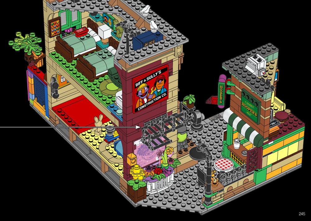 Vue documentaire LEGO 21324 : La rue et les appartements.
