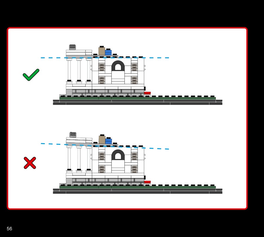 Extrait de la notice officielle LEGO 21054, page 56