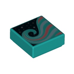Élément LEGO 6253837 : Une tuile décorée turquoise