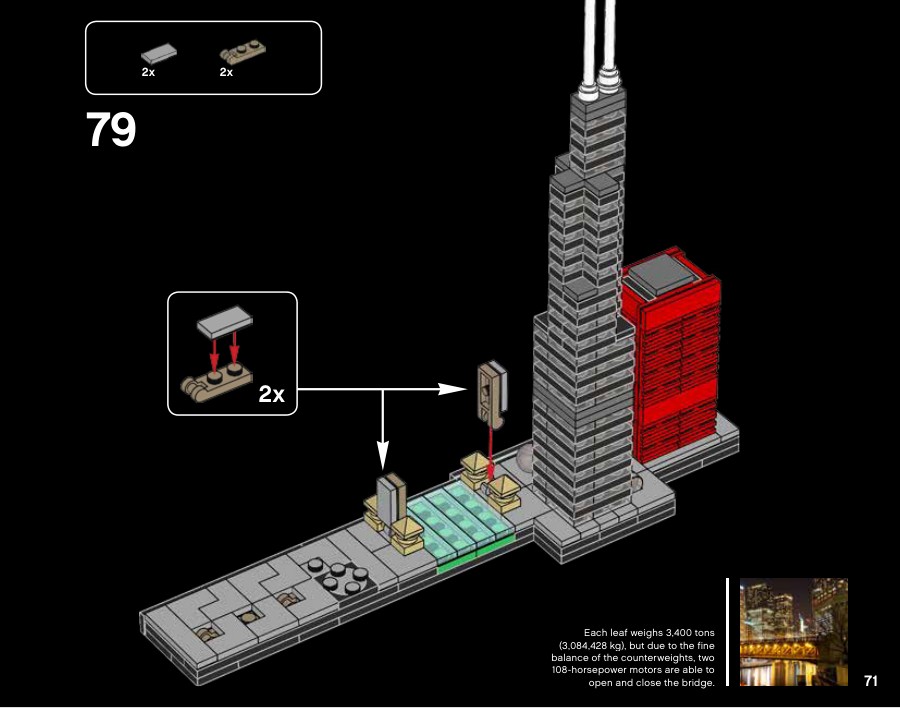 Extrait de la notice officielle LEGO 21033, page 71