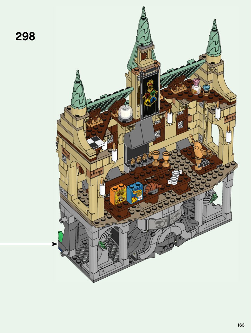 Extrait officiel LEGO 76389, page 163 : Des salles superposées par modules