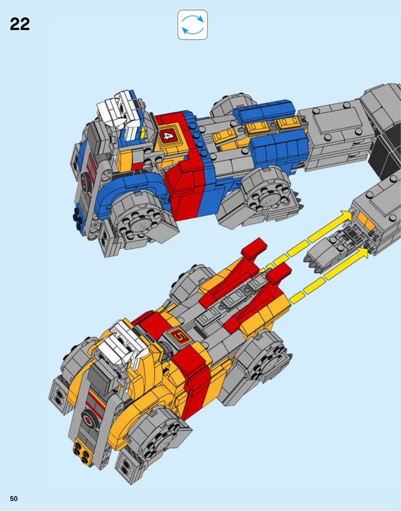 Vue documentaire LEGO 21311 : Les deux jambes rejoignent le torse.