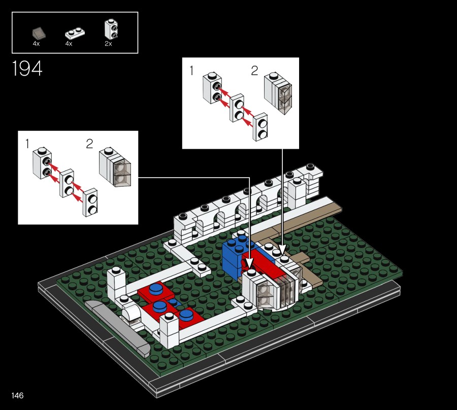 Notice LEGO 21054, page 146 : Les petites fenêtres