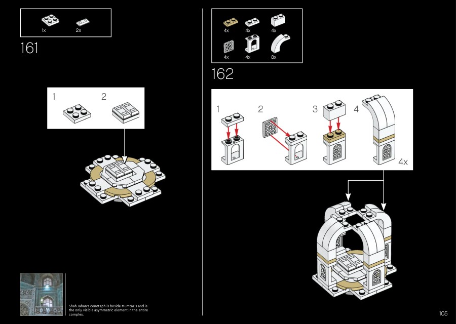 Notice LEGO 21056, page 105 : Les cénotaphes