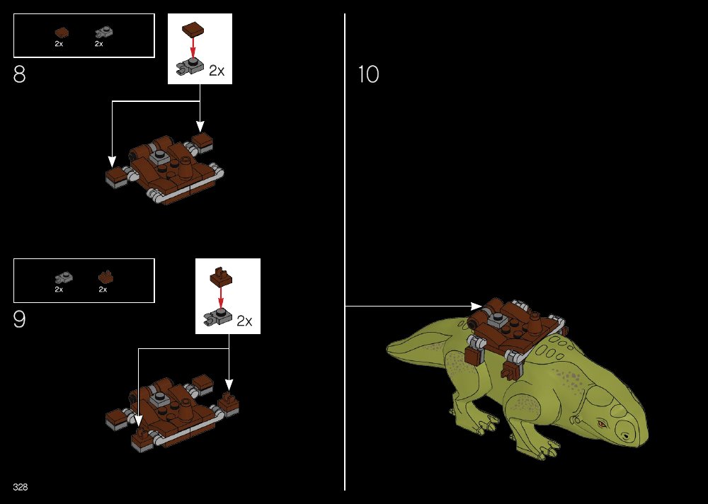 Notice LEGO 75290, page 328, étapes 8 à 10