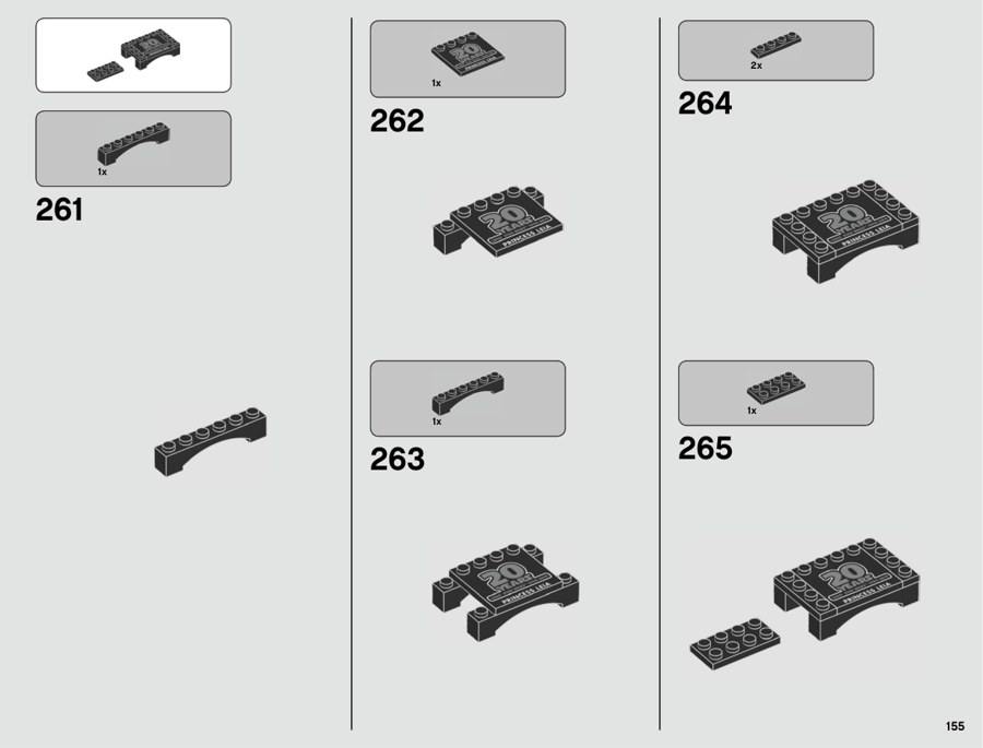 Notice LEGO 75243, page 155, étapes 261 à 265