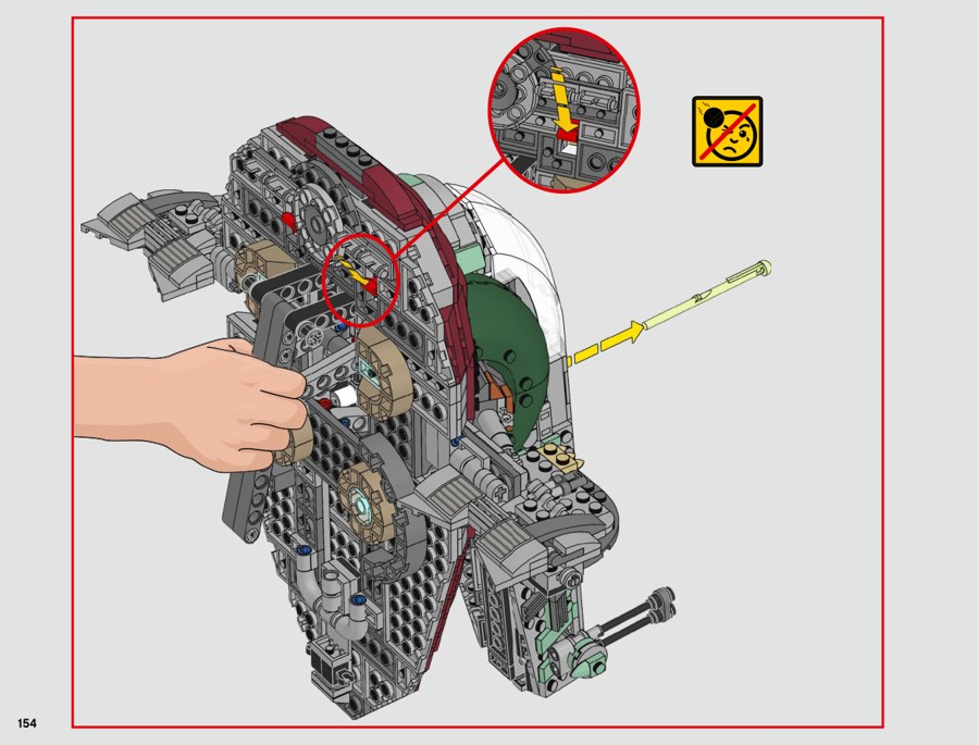 Extrait officiel LEGO 75243, page 154 : Une poignée et deux lanceurs sous la coque