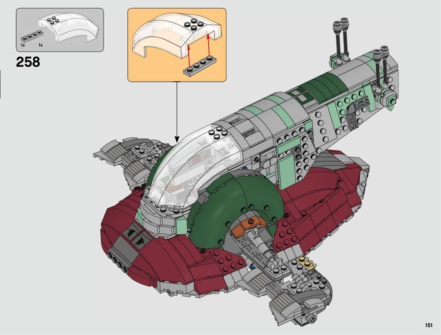 Extrait officiel LEGO 75243, page 151 : Le pilote reste orienté pendant le basculement