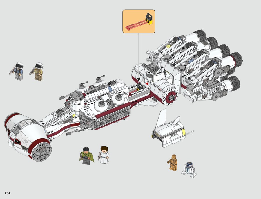 Extrait officiel LEGO 75244, page 254 : Deux capsules pour quitter le vaisseau
