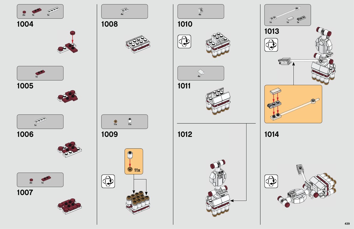 Notice LEGO 75252, page 439, étapes 1004 à 1014