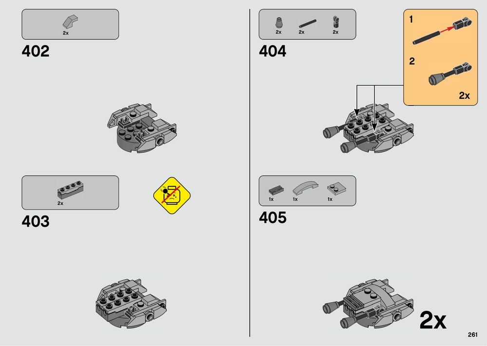 Notice LEGO 75315, page 261, étapes 402 à 405