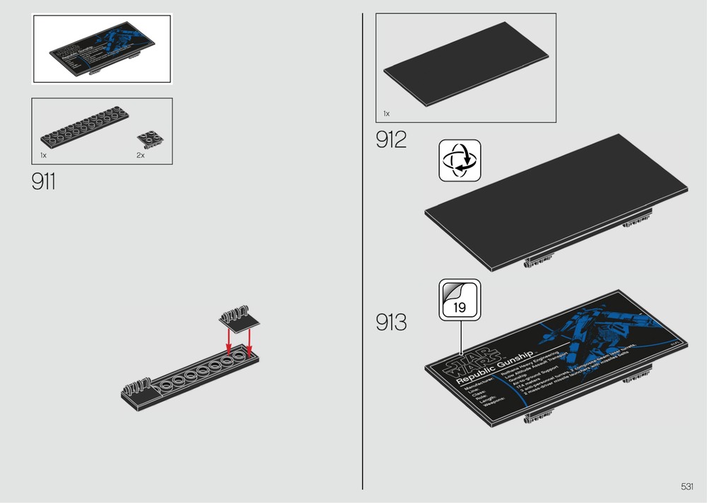 Notice LEGO 75309, page 531, étapes 911 à 913