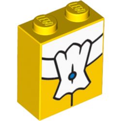La brique jaune imprimée du gilet, élément LEGO 6187661.