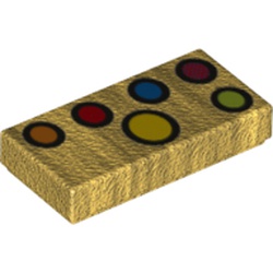 Six points du gant sur tuile dorée 1 × 2, élément LEGO 6225879.