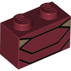 Bas du plastron sur brique rouge 1 × 2, élément LEGO 6225844.