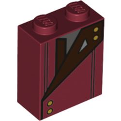 Veste imprimée sur brique rouge 1 × 2 × 2, élément LEGO 6226746.