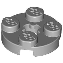 Plaque ronde gris bleuté clair LEGO 4211475, 2 × 2, quatre tenons et trou central.