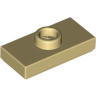 Plaque LEGO 4155708 de couleur beige, 1 × 2 à tenon central.