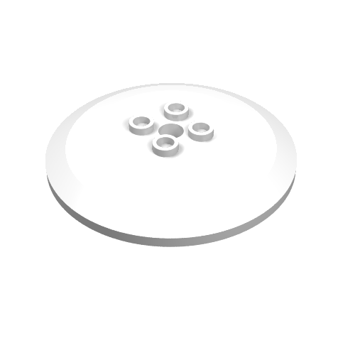 Rendu Rebrickable d’une coupelle blanche 6 × 6 à quatre tenons creux, référence 44375a.