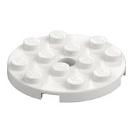 Plaque ronde blanche LEGO 4515347, 4 × 4 avec trou central.