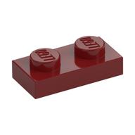 Plate rouge foncé 1 × 2 à deux tenons, Rebrickable 3023.