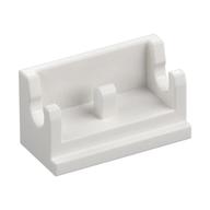 Base blanche de charnière 1 × 2, référence Rebrickable 3937, élément LEGO 393701, avec ses petites extrémités destinées à une articulation.