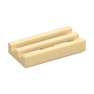 Tuile grille beige 1 × 2 à rainures longitudinales, référence 2412b.