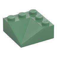 Pente double concave vert sable 33 degrés sur une base 3 × 3, référence Rebrickable 99301.