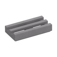 Tuile grille argentée 1 × 2 avec rainure inférieure, référence Rebrickable 2412b, Flat Silver RB 179.