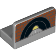 Image catalogue du panneau gris clair au motif de mur et de tunnel, Rebrickable 4865bpr0001, associée à l’élément 6204677 ; la notice cite 6135249.