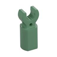 Porte-barre cylindrique Sand Green surmonté d’un clip ouvert, référence Rebrickable 11090, couleur RB 378, élément LEGO 6226411.