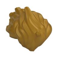 Chevelure ondulée dorée, référence Rebrickable 32602 Pearl Gold RB 297, élément LEGO 6234261, utilisée retournée pour la flamme de la torche.