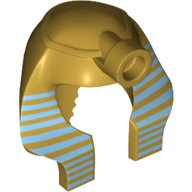 Coiffe Nemes Metallic Gold à fines rayures bleues, référence Rebrickable 90462pr0004, couleur RB 82, élément LEGO 6248426.