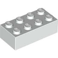 Visuel catalogue d’une brique blanche 2 × 4 à huit tenons, Rebrickable 3001 White RB 15, associée à l’élément LEGO 300101.