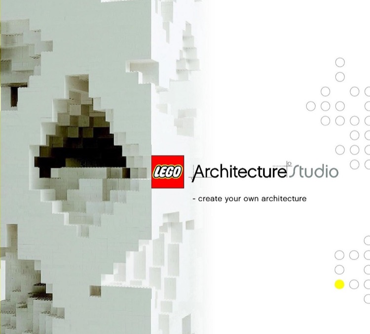 Couverture du guide LEGO Architecture Studio reproduite par BrickInstructions, avec construction blanche à retraits et ouvertures et invitation à créer sa propre architecture.