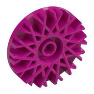 Visuel catalogue d’un grand enjoliveur magenta circulaire à rayons ajourés, référence Rebrickable 37195 Magenta RB 26, élément LEGO 6373602.