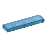 Visuel catalogue d’une tuile 1 × 4 transparente bleue, référence Rebrickable 2431 Trans-Dark Blue RB 33, image associée à l’élément 4590989.