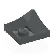 Visuel catalogue d’un coin gris foncé 2 ×2 à double courbe inversée et un tenon, référence Rebrickable 4190 Dark Bluish Gray RB 72, élément LEGO 6447212.