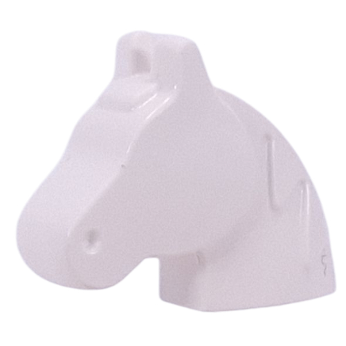 Photographie catalogue de contributeur d’une tête de cheval blanche seule, Rebrickable 1703 White RB 15 ; élément LEGO 6550166 dans cette notice.