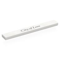 Visuel catalogue de la tuile blanche 1 ×8 imprimée City of Love, Rebrickable 4162pr0127 White RB 15, élément LEGO 6576392.