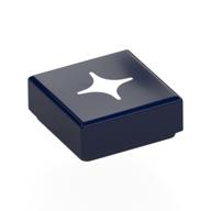 Visuel catalogue d’une tuile carrée bleu nuit imprimée d’une étoile blanche à quatre pointes, Rebrickable 3070bpr9884 Dark Blue RB 272, élément LEGO 6576391.