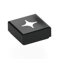 Visuel catalogue d’une tuile noire carrée 1 ×1 imprimée d’une étoile blanche à quatre pointes, Rebrickable 3070bpr9884 Black RB 0, élément LEGO 6585143.
