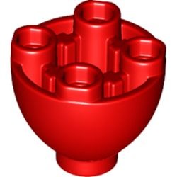 La moitié inférieure du ballon : pièce LEGO 24947, couleur rouge, élément 6143596.